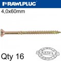 R-TS CHIPBOARD HD SCREW 4.0X60MM X16 PER BAG